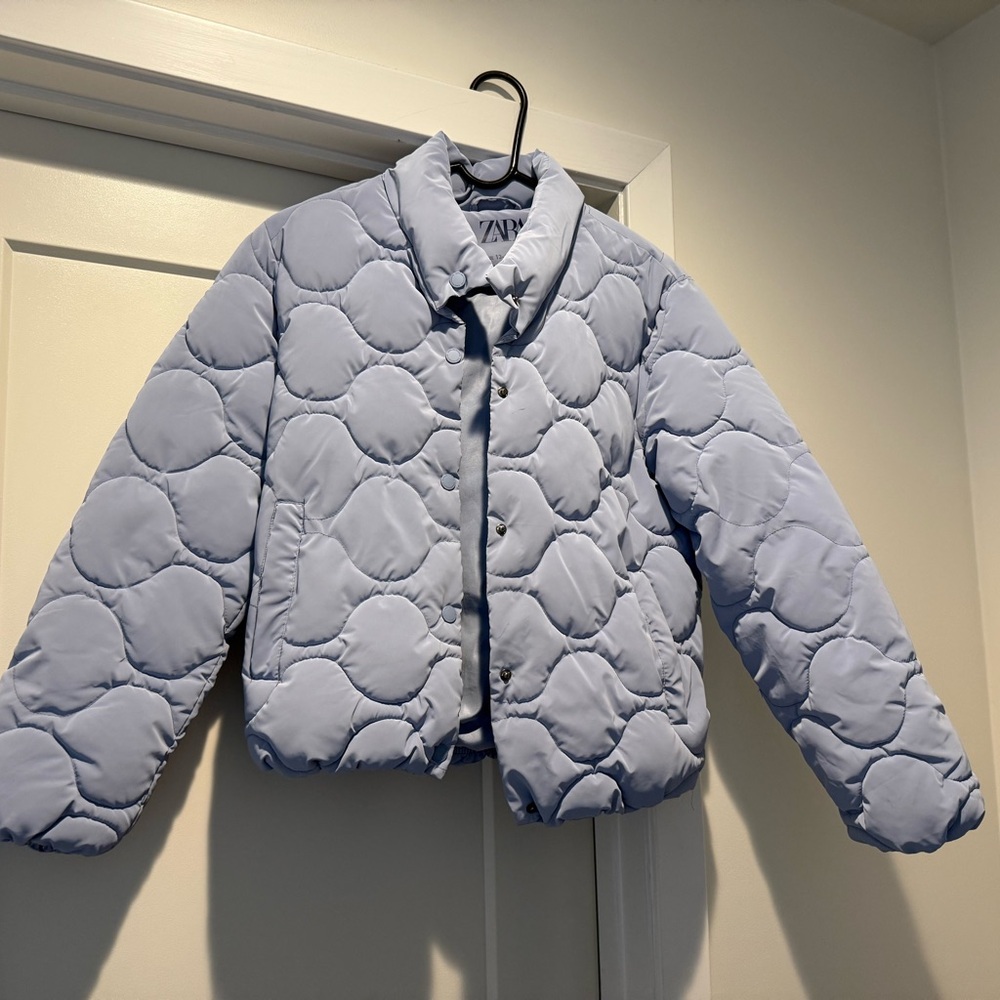 Zara Blue Puffer Jacket with Modern Quilting